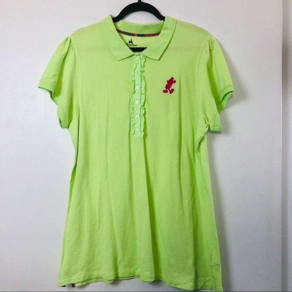 Disney Parks Lime Green/Neon Pink Mickey Polo- Size 1X